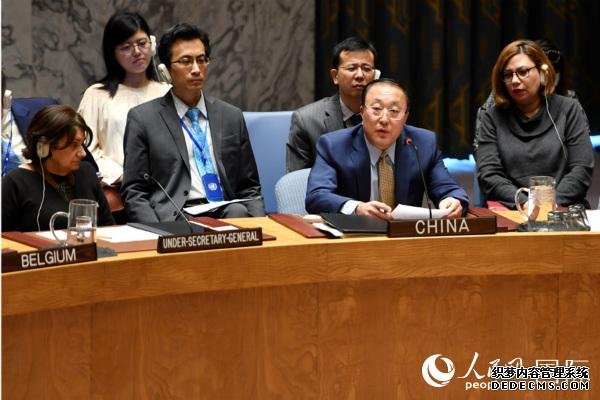 2月28日，中国常驻联合国代表张军大使在安理会叙利亚伊德利卜局势公开会上发言。 李凉 摄